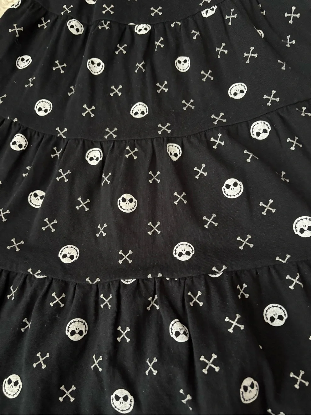 Disney Black Tiered Dress with White Jack Skellington print